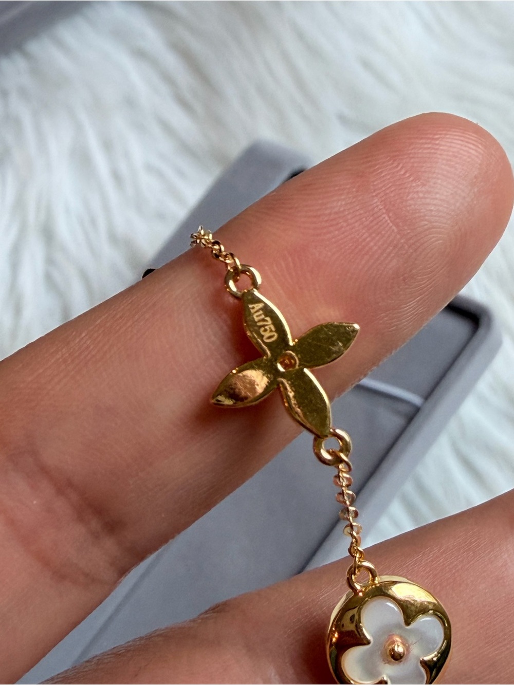 18k solid gold bracelet mother of pearl - Picture 8 of 9